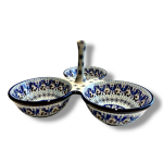 B34 Bunzlau drie vaks schaal met handvat (oog) 1026X Overige Schalen